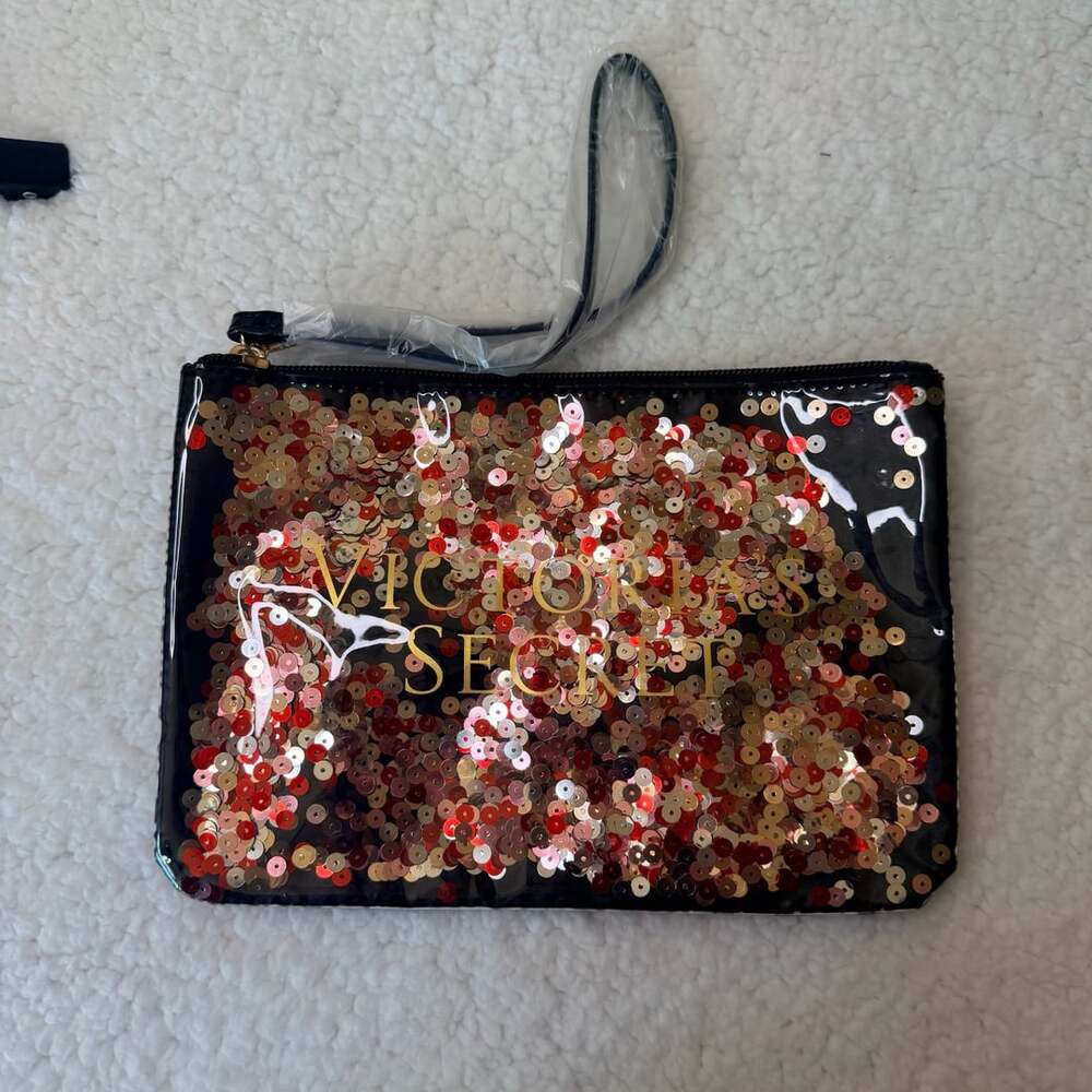 Victoria's Secret Sequin Wristlet Pouch Black